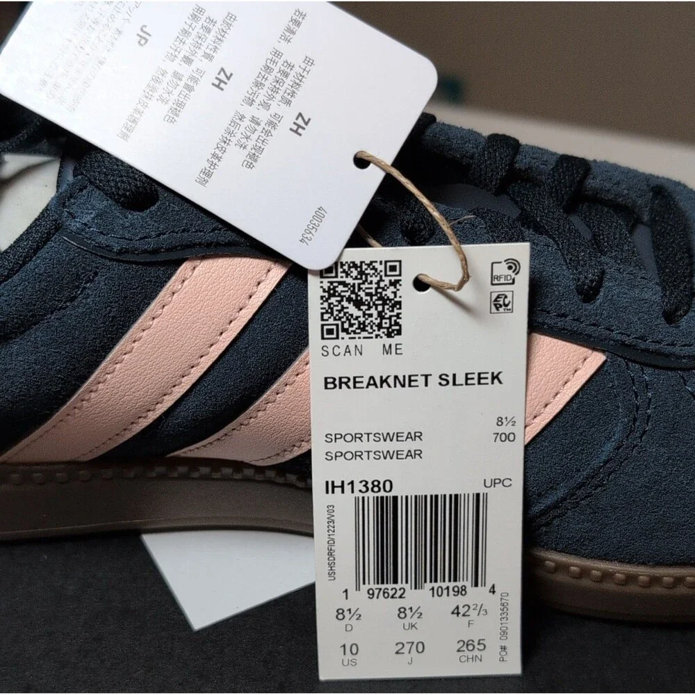 adidas Breaknet Sleek Navy Pink Brown IH1380 Suede Leather Sneakers Women's 7